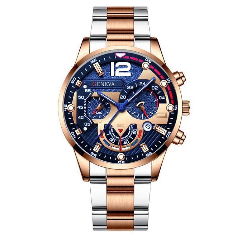 MENS STEEL BELT CALENDAR QUARTZ WATCH SPORTS LUMINIOUS POINTER QUARTZ WATCH MEN